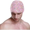 thumbnail image 2 of FYBTO Swimming Cap Pink Unicorns Rainbow Hears Stars Unisex Adult FYBTO Polyester, 2 of 4