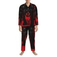 thumbnail image 3 of Gaeub Black Panther Red Background Print Mens Pajama Set, Long Sleeve Pajamas for men,Lightweight Button Up Sleepwear,Lounge Pjs Set with Pockets-X-Large, 3 of 7