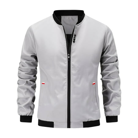 PuLe Jackets for Men Men s Solid Color Design Zipper Pocket Sports Long Sleeved Hooded Casual Jacket