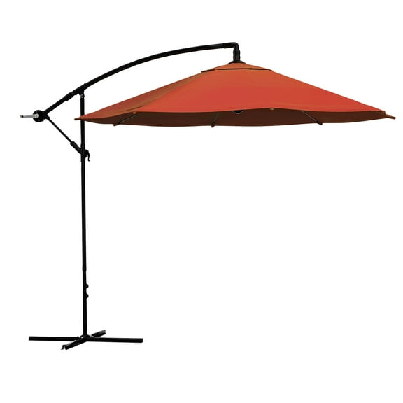 Pure Garden 10-Foot Offset Patio Umbrella with Crank and Base (Orange)