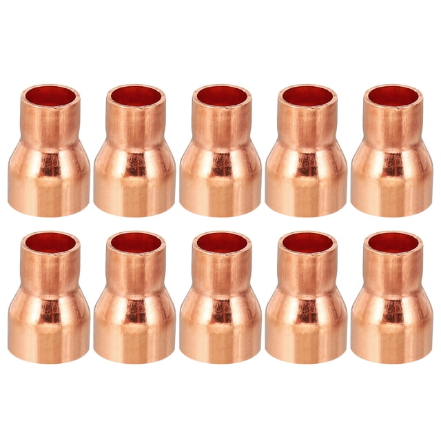 Uxcell Reductor de Cobre ID de 15mm a 10mm, 10pcs Conector Adaptador de Tubo de Presión