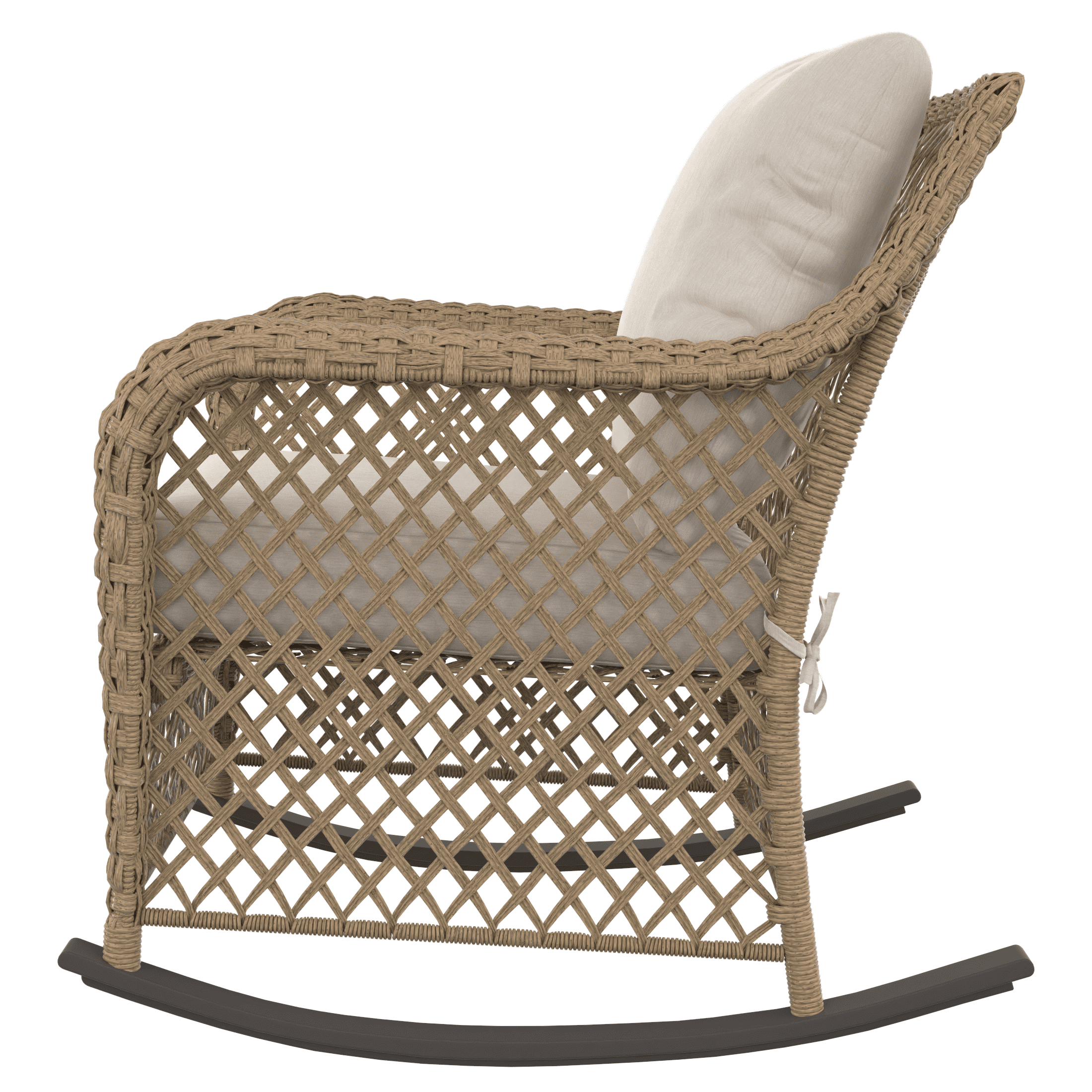 HOMETRENDS Belmont Steel Outdoor Rocking Chair with Cushions, Oatmeal