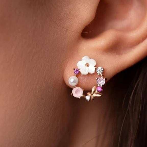 Feledorashia Earrings for Women Valentine's Day Gifts Ladies Fashion Shell Flower Pearl Stud Earrings 1 Pair Jewelry Earrings Clearance