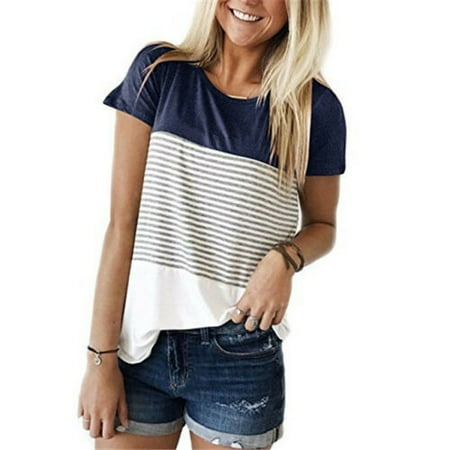 

Douhoow Women Maternity Breastfeeding Tee Nursing Tops Short Sleeve Striped T-Shirt