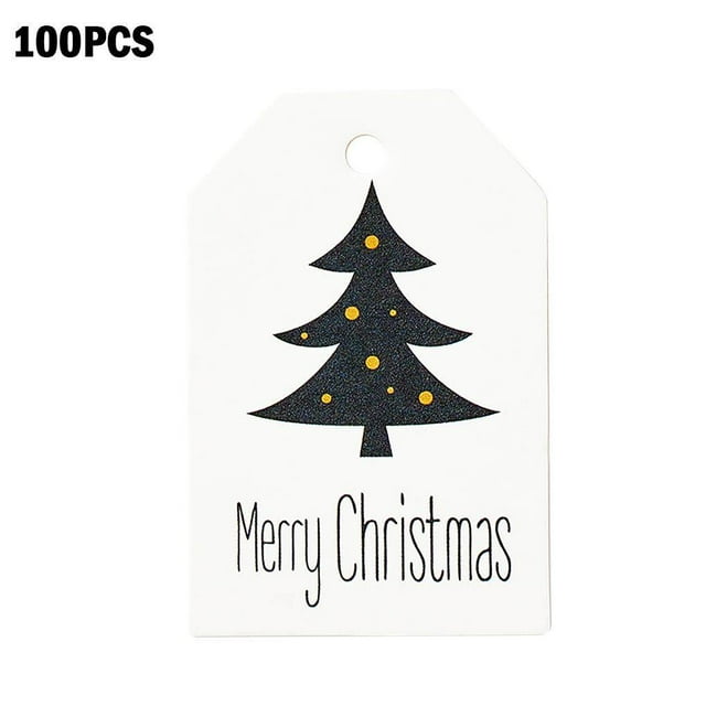 ZheElen 100 Pcs/set Christmas Themed Paper Tag DIY Craft Paper Label Home Office Holiday Decoration, Christmas Tree