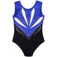 thumbnail image 5 of TiaoBug Kids Girls Gymnastics Tumbling Leotards One Piece Sparkly Ballet Sleeveless Cutout Back Bodysuit Blue 12, 5 of 6