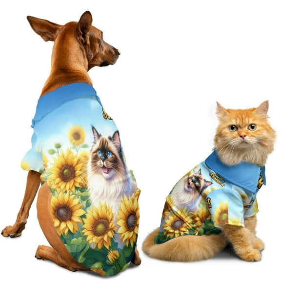 Ragdoll Hello Summer Sunshine Sunflowers Spring Retro Vintage Hawaiian Summer Shirt for Small Medium Large Dog Cat Cat Lover Kitten Owner Gifts Idea - 00008