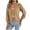 Khaki, variant on Women's Cropped Cardigan Tie Front Long Sleeve Eyelet Knitted Cardigans Lightweight Casual Outerwear