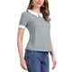 thumbnail image 4 of INSPIRAR CHIC Blusas de Mujer con Cuello Peter Pan en Contraste, con Lunares, Manga Corta, Talla XL, Gris, 4 of 6