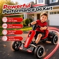 thumbnail image 6 of 12V Electric Go Kart for Kids Ages 3-6, Foldable Power Ride-On Pedal Toy with Adjustable Seat, Music & Flashing LED Lights, Red, 6 of 9