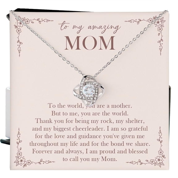 To My Mom Necklace For Son, Love Knot Necklace For Mom, Son Mother Necklace, Mom From Son, Sentimental Mother'S Day Mom From Son, Birthday Ideas For Mom #765, White Love Knot Necklace