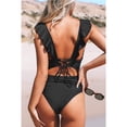 thumbnail image 3 of Women's V Neck One Piece Swimsuit Ruffled Lace Up Swimwear, 3 of 5