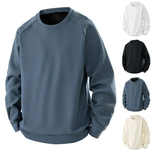 Visit the JURANMO Store Chandails à Col Rond pour Hommes Grande Taille Manches Longues Décontracté Chandail Ample Automne Uni Kaki TTTG