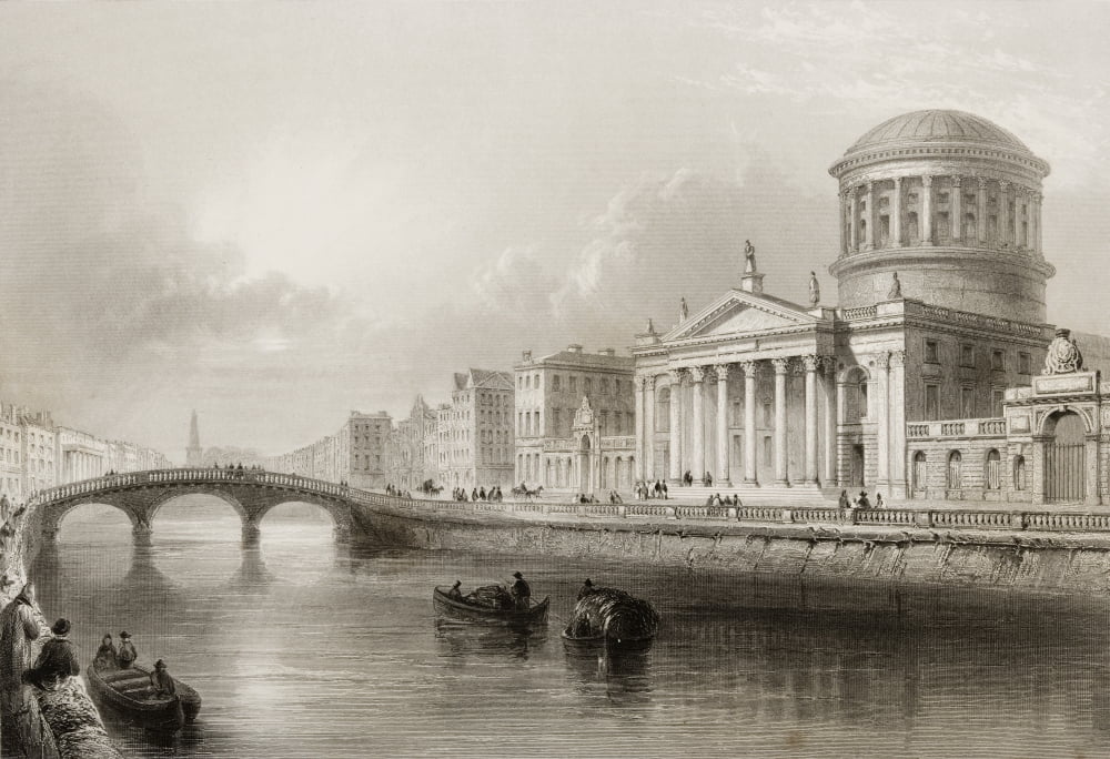 The Four Courts Dublin Ireland Drawn By WHBartlett Engraved By EJ Roberts From The Scenery And Antiquities Of Ireland By NPWillis And JStirling CoyneIllustrated From Drawings By WHBartlett Published