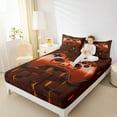 thumbnail image 4 of Feelyou Cartoon Gamepad Child Queen Sheet Sets, Orange Stereoscopic Square Flat Sheet, Video Game Controller Queen Fitted Sheet, Microfiber Bedroom Decor, 4pcs, 4 of 7