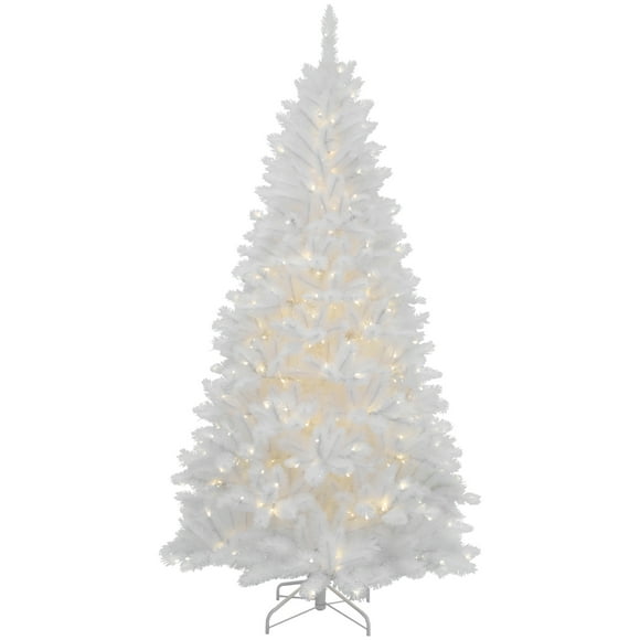 Northlight 7.5' Pre-Lit Iridescent White Alaskan Pine Artificial Christmas Tree - Clear Lights
