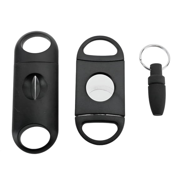 FACEGA Cigar Cutter Set V Cut Cigar Punch Portable Cigar Hole Opener Sharp Blades Stainless Steel Plastic Black