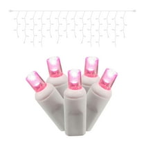 Vickerman 70 Pink Wide Angle LED Icicle Light on White Wire, 9' Christmas Single Mold Light Strand