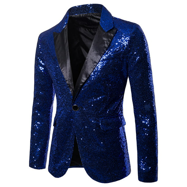 Hirigin - Men V-neck One Button Blazer Suit Party Wedding Glitter ...