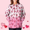 thumbnail image 5 of Valentine Day Scrub Tops for Woman Button Down Short Sleeve Plus Size Scrubs Love Heart Print V Neck Medical Nursing Uniforms with Pockets Light pink XL, 5 of 5