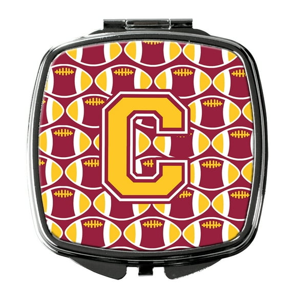 Letter C Football Maroon and Gold Compact Mirror