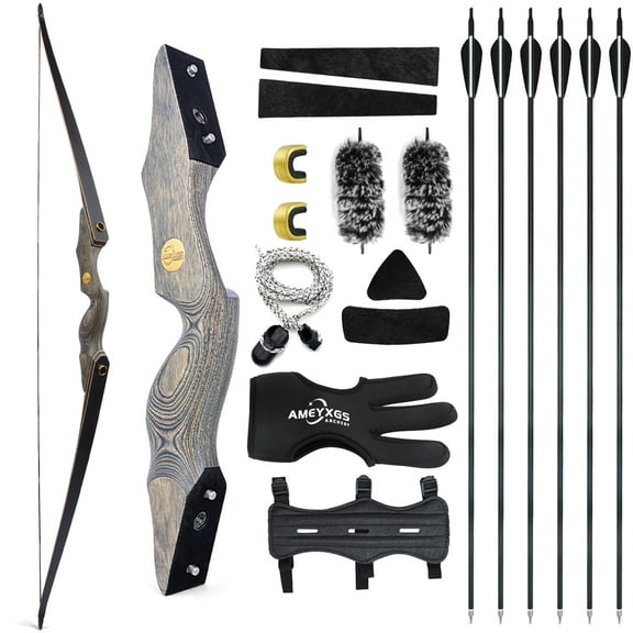 AMEYXGS Archery 60" Traditional Hunting Recurve Long Bow （40LBS)