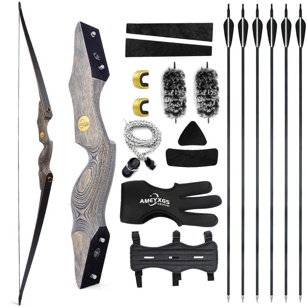 AMEYXGS Archery 60 Traditional Hunting Recurve Long Bow (40LBS)