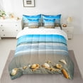 thumbnail image 2 of Erosebridal Beach Theme Comforter Set Full 7 Pcs Starfish Seashell Conch Ocean Sea Nature Pattern Bedding Set Summer Holiday Vacation Bed in a Bag with Comforter,Sheets, 2 of 5