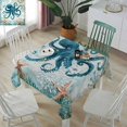 thumbnail image 3 of Coastal Octopus Tablecloth Square Table Cloth 54x54, Waterproof Tablecloth Outdoor Table Cloth, Teal Nautical Beach Starfish Vintage Washable Table Cover for Kitchen Dining Party, 3 of 8