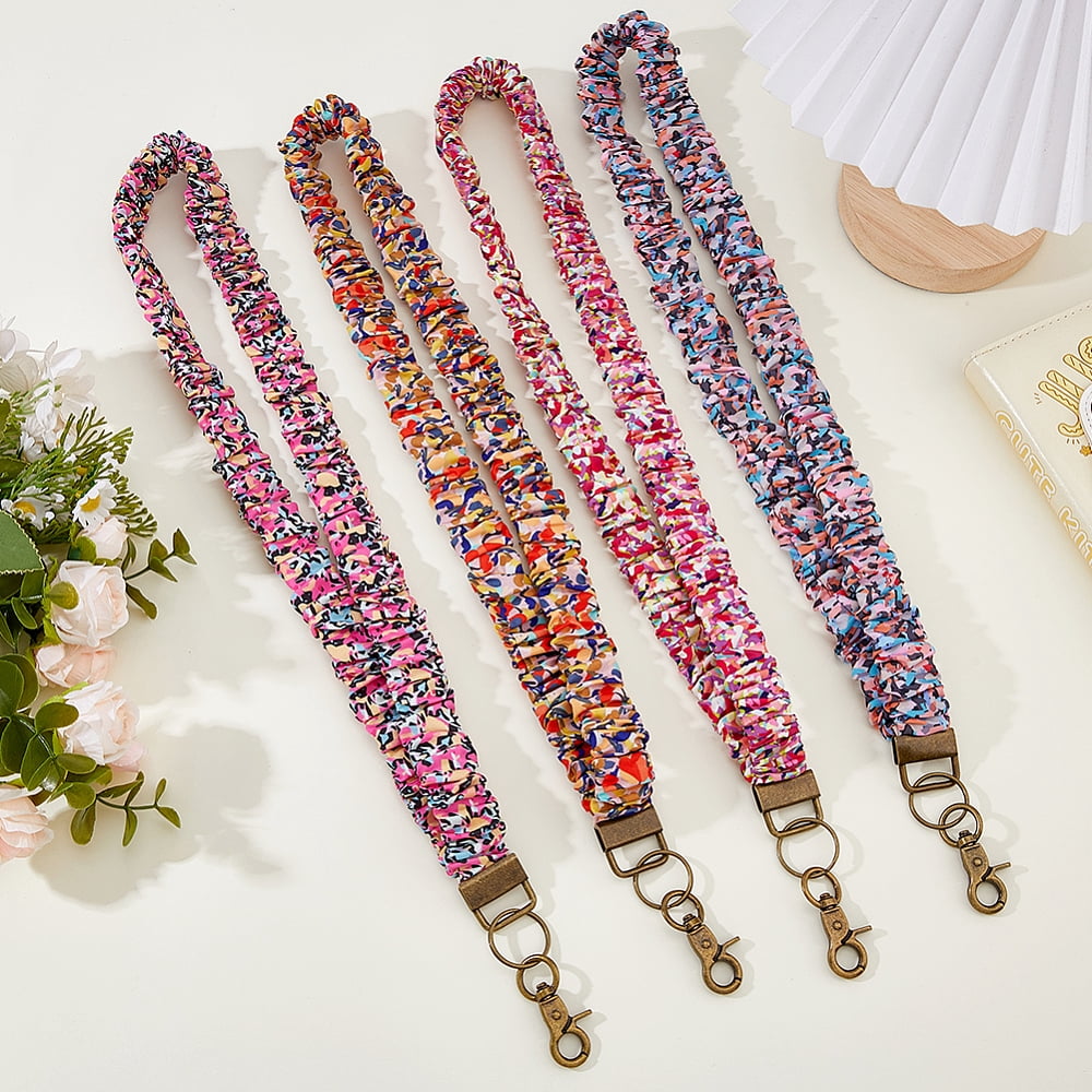 4Pcs 4 Colors Polyester ID Card Cell Phone Lanyard with Alloy Swivel Clasp Mixed Color 740mm