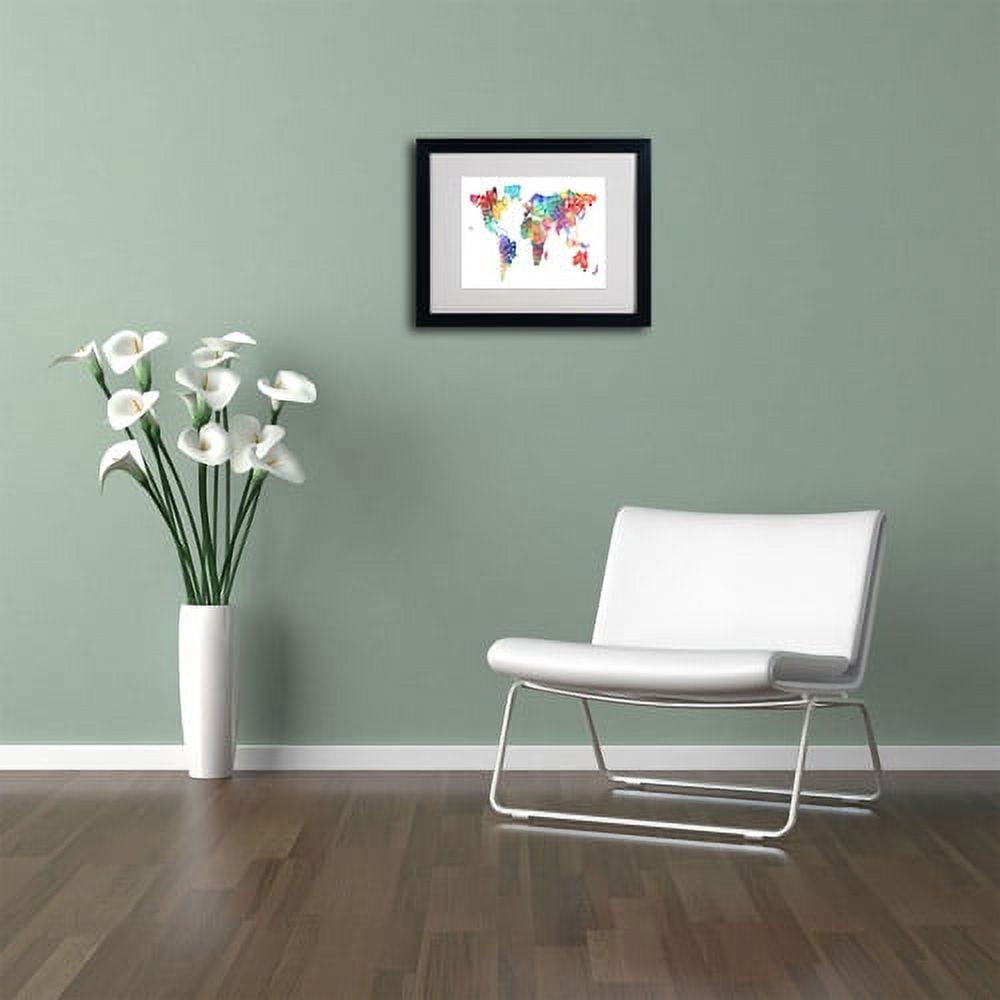 Trademark Fine Art "World Text Map" Matted Framed Art by Michael Tompsett