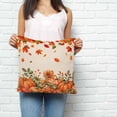 thumbnail image 3 of Throw Pillow Covers 26x26 Inch, Autumn Pumpkin Decorative Pillow Cases for Couch Sofa Bed, Thanksgiving Fall Maple Leaf Sunflower Cotton Linen Square Home Decor Pillowcases with Hidden Zipper, 3 of 7