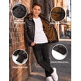 thumbnail image 6 of Heting Boys Faux Leather Motorcycle Jacket with Removable Hood Warm Fleece Lining Windproof PU Bomber Coat for Fall Winter Coffee 8-9, 6 of 9