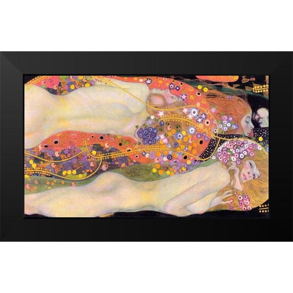 Klimt, Gustav 14x10 Black Modern Framed Museum Art Print Titled - Water Serpents II
