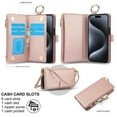 thumbnail image 2 of Allytechgroup Wallet Case for iPhone 14 Pro Max, RFID Blocking Multiple Cards Holder Zipper Pocket Hand Strap Shockproof Stand Phone Case with Crossbody Lanyard for Women Girls, Rosegold, 2 of 7
