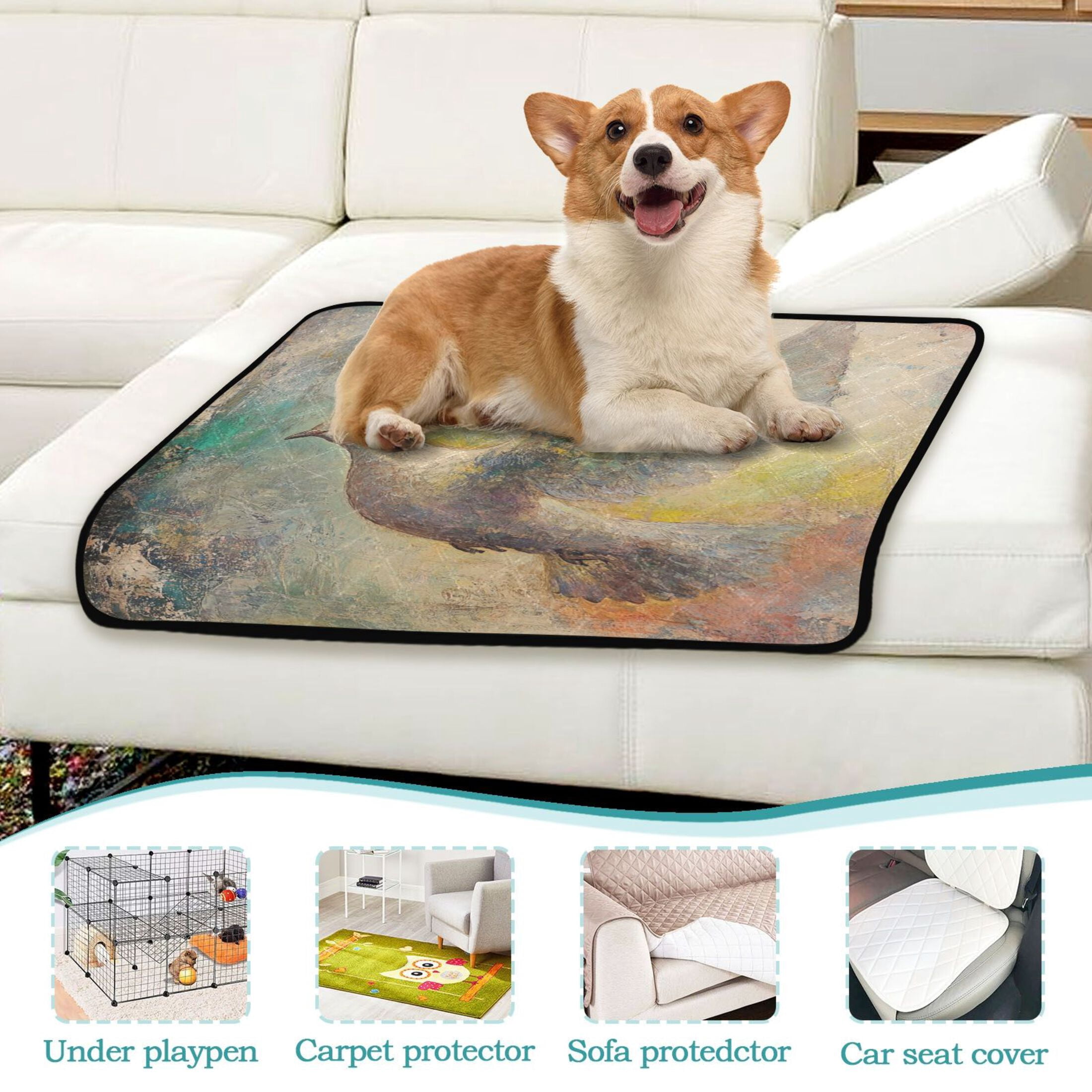 Qxltty Dove Of Peace Cat litter Pads Pet Set of 2 Diaper Mats Center Anti-leakage Layer Absorbent Soft and Comfortable