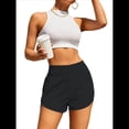 thumbnail image 3 of Pantalones Cortos Deportivos de Cintura Alta para Mujer, con Bolsillos, Elásticos, para Gimnasio. Negro S, 3 of 6