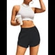 thumbnail image 3 of Pantalones Cortos Deportivos de Cintura Alta para Mujer, con Bolsillos, Elásticos, para Gimnasio. Negro S, 3 of 6