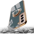 thumbnail image 6 of Case for Samsung Galaxy S22 Ultra Ring Holder Case Shiny Plating Rose Gold Edge with 360 Degree Rotation Kickstand for Women Girls Slim Soft Flexible TPU Protective Cover Case, 6.8 Inch, Teal, 6 of 8