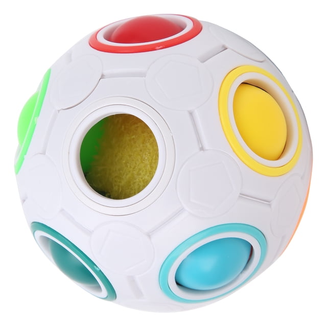 Juguete educativo de aprendizaje con forma de pelota arcoíris para aliviar el estrés, cubo de fútbol para niños.