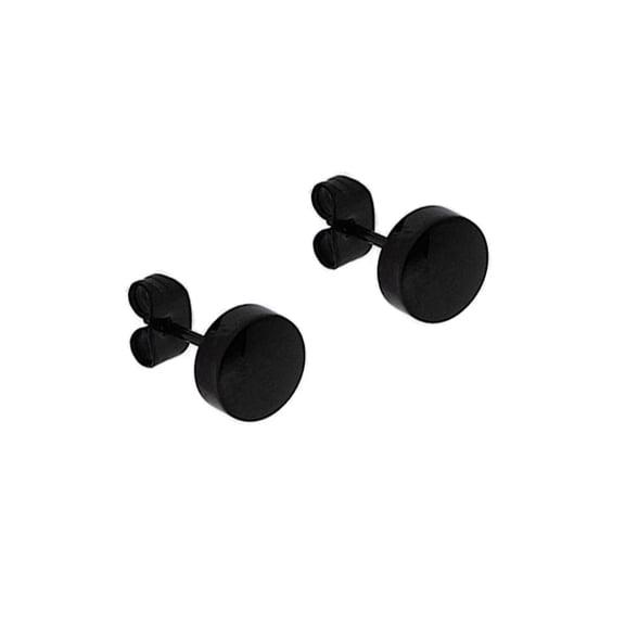 iJewelry2 6mm Black Stainless Steel Illusion Round Tunnel Plug Post Stud Earrings