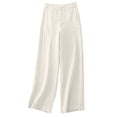 thumbnail image 1 of VEKDONE Pantalon Long en Lin pour Femmes Blanc TTG, 1 of 5