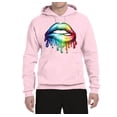 thumbnail image 2 of Wild Bobby, Colorful Neon Rainbow Biting Lips Pop Culture Unisex Graphic Hoodie Sweatshirt, Light Pink, 3X-Large, 2 of 3