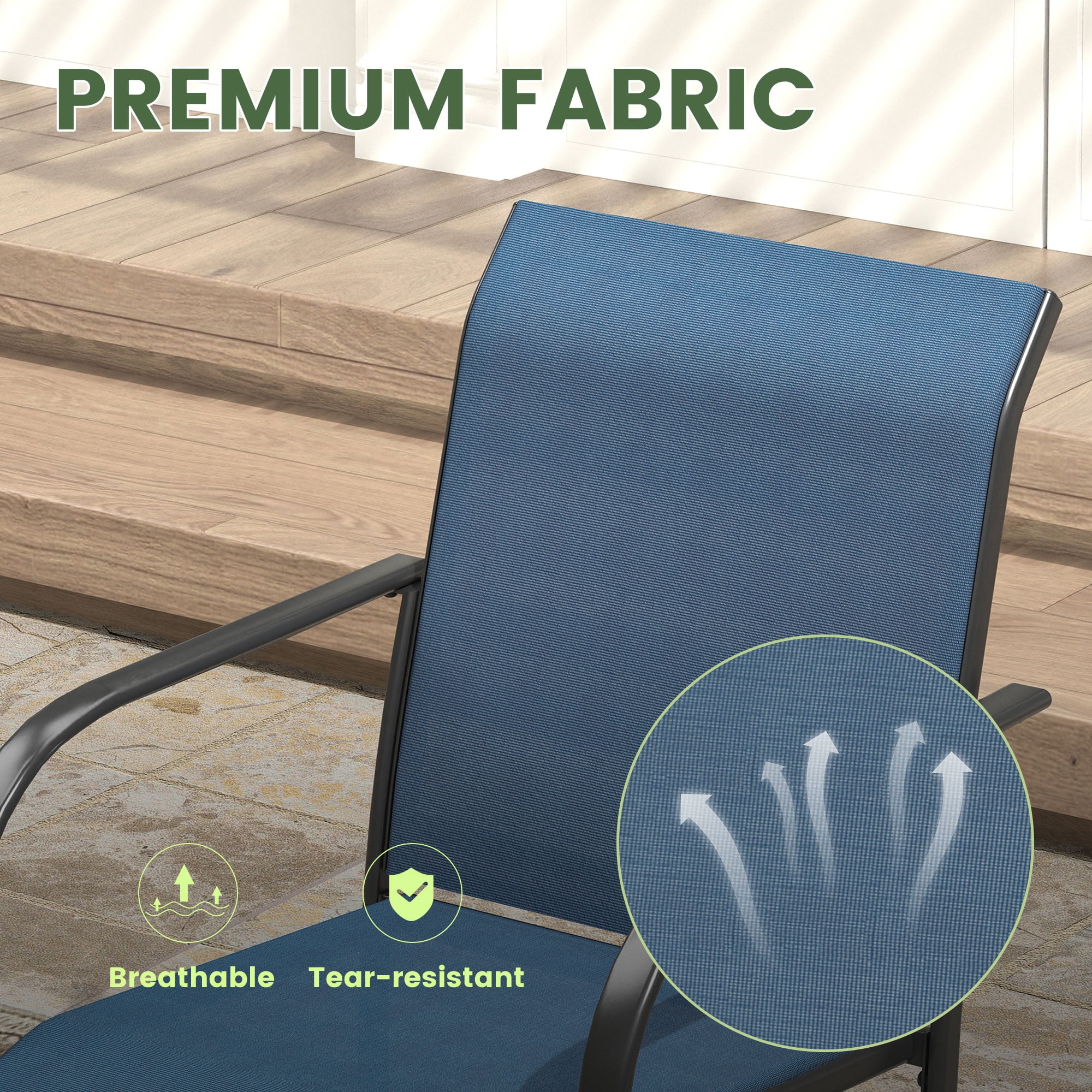 Vicllax Outdoor Dining Chair Patio Chairs Stacking Metal Modern for Deck Garden, Set of 6, Blue