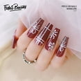 thumbnail image 1 of Christmas Decoration Fofosbeauty False Nails, Coffin Press on Nails Tips Design, Checkered Snowflake Wine Red, 1 of 8