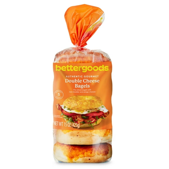 bettergoods Double Cheese Bagels, 15 oz, 5 Count