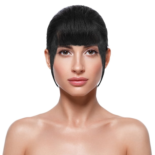 Pelucas con flequillo para mujer, peluca ondulada suelta con flequillo de cabello humano, flequillo con flequillo natural para niñas y mujeres, cabello artificial.