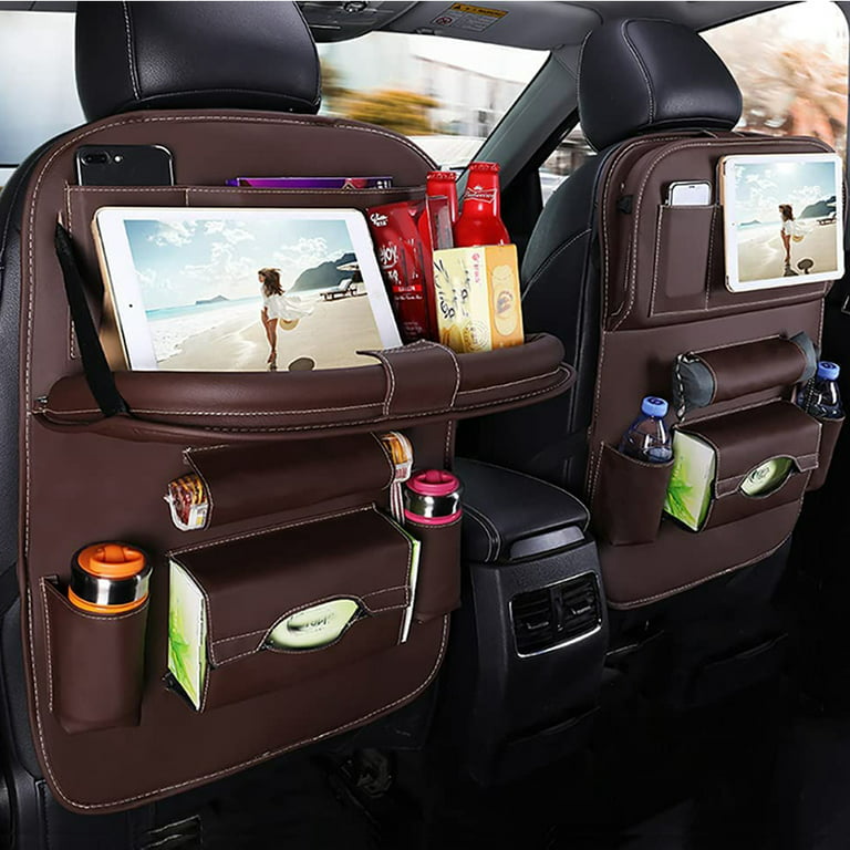 Car Back Seat Organizer With Foldable Table Tray Waterproof Car Organizer  With Tissue Box/cup/umbrella Holder Kick Mats Leather Car Backseat Organizer