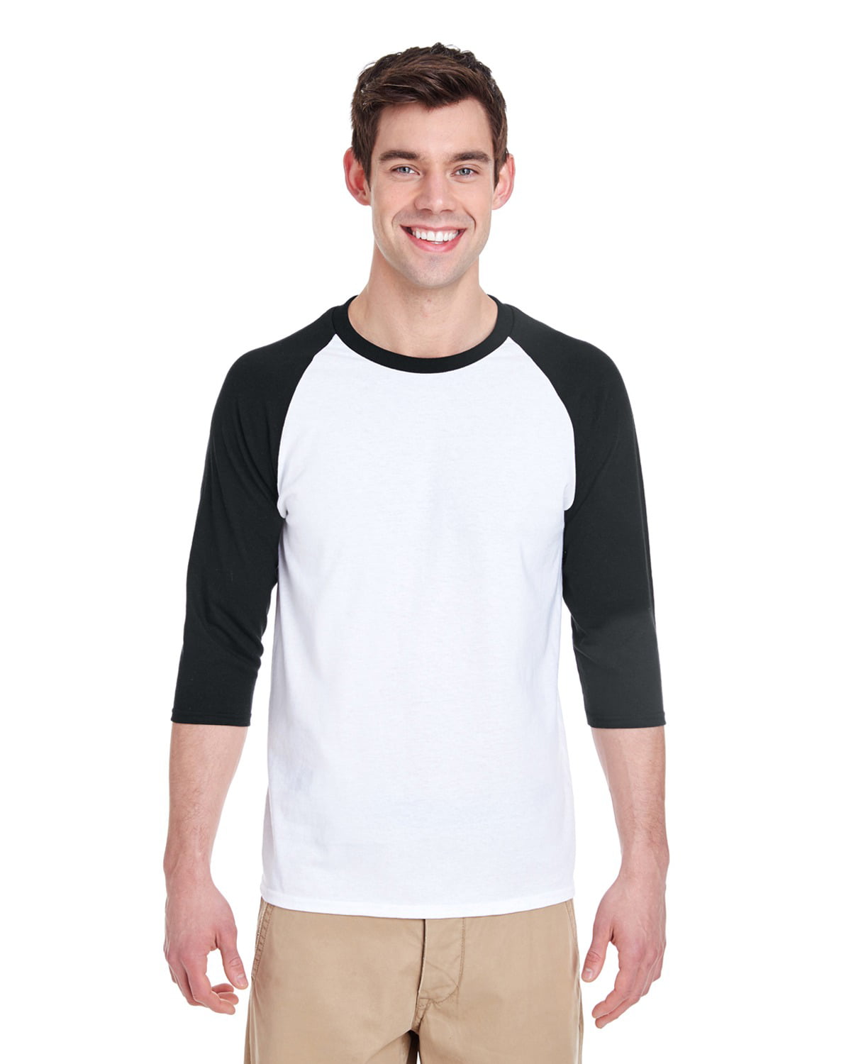 Gildan - The Gildan Adult Heavy Cotton 53 oz, 3/4 Raglan Sleeve T-Shirt ...