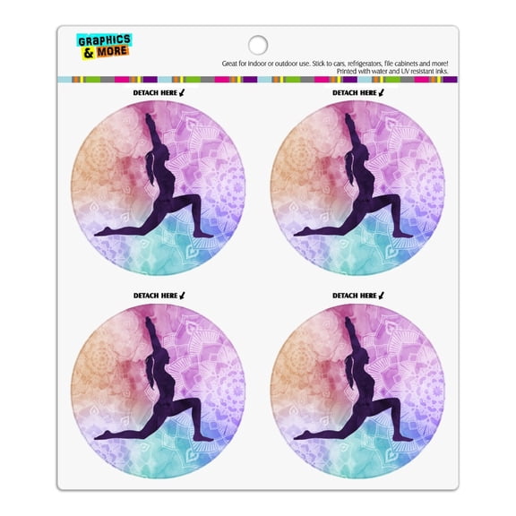 High Lunge Crescent Variation Yoga Pose Refrigerator Fridge Locker Vinyl Circle Magnet Set